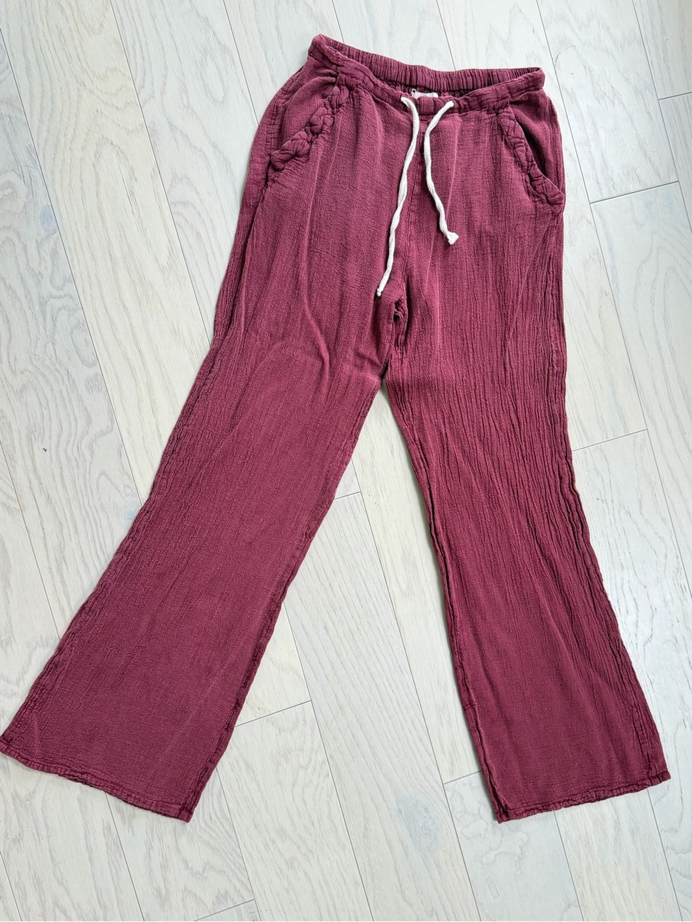 RipCurl Drawstring Wide-Leg Pants - Burgundy/ New without tags